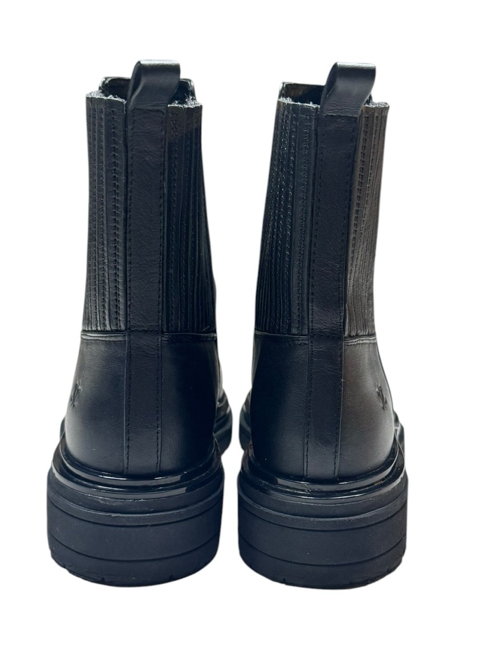 Johnson & Murphy Womens Black Leather Gianna Gore Ankle Boots Size 9 Chunky Y2K - Picture 4 of 8